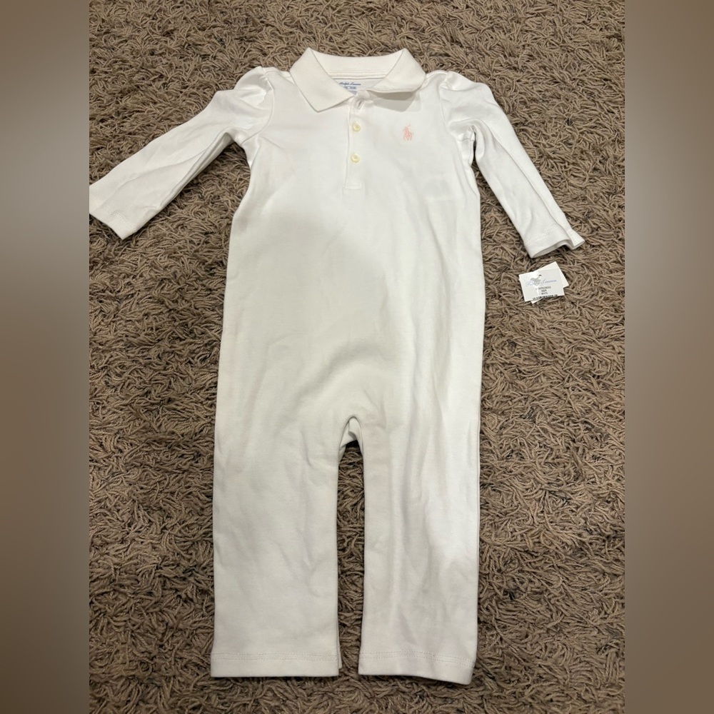 New with tag NWT Polo Ralph Lauren Baby Girls Cotton Coverall size 9 months